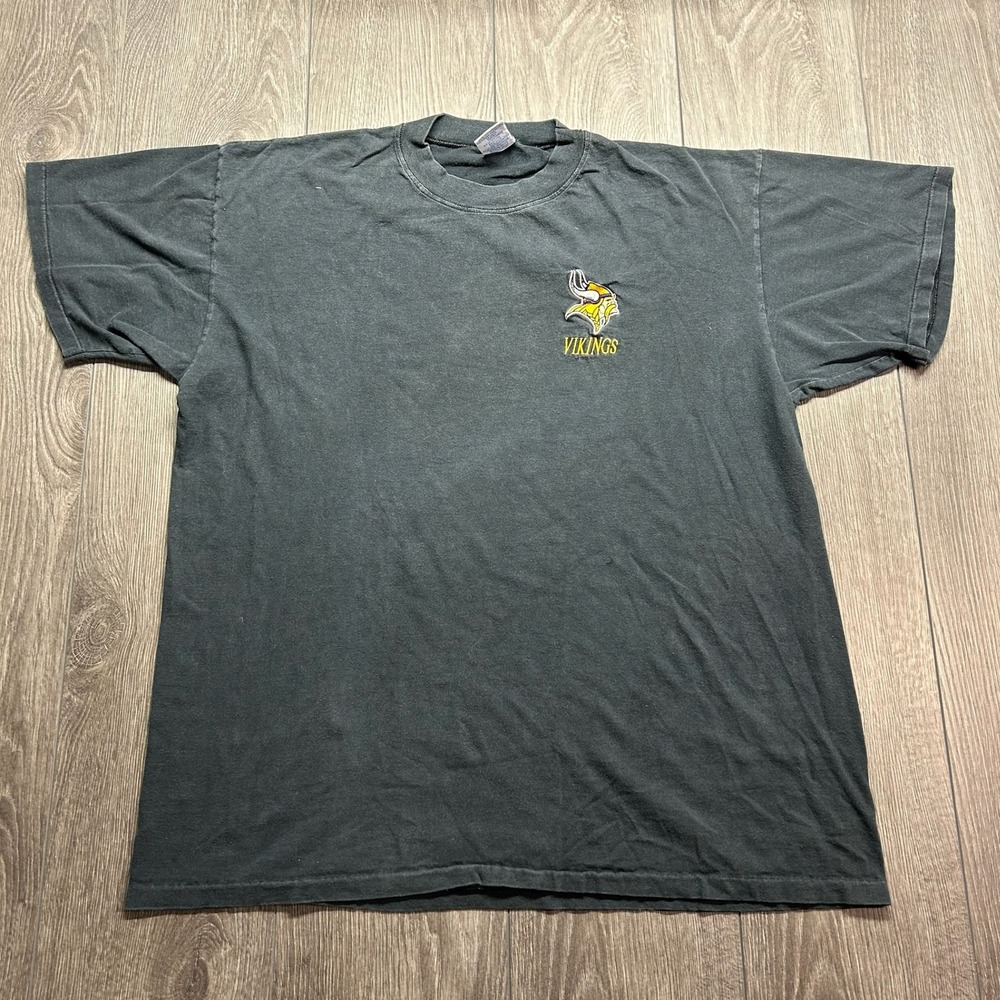 Vintage Minnesota Vikings T-Shirt Mens Large Bulletin Athletic Embroidered Black